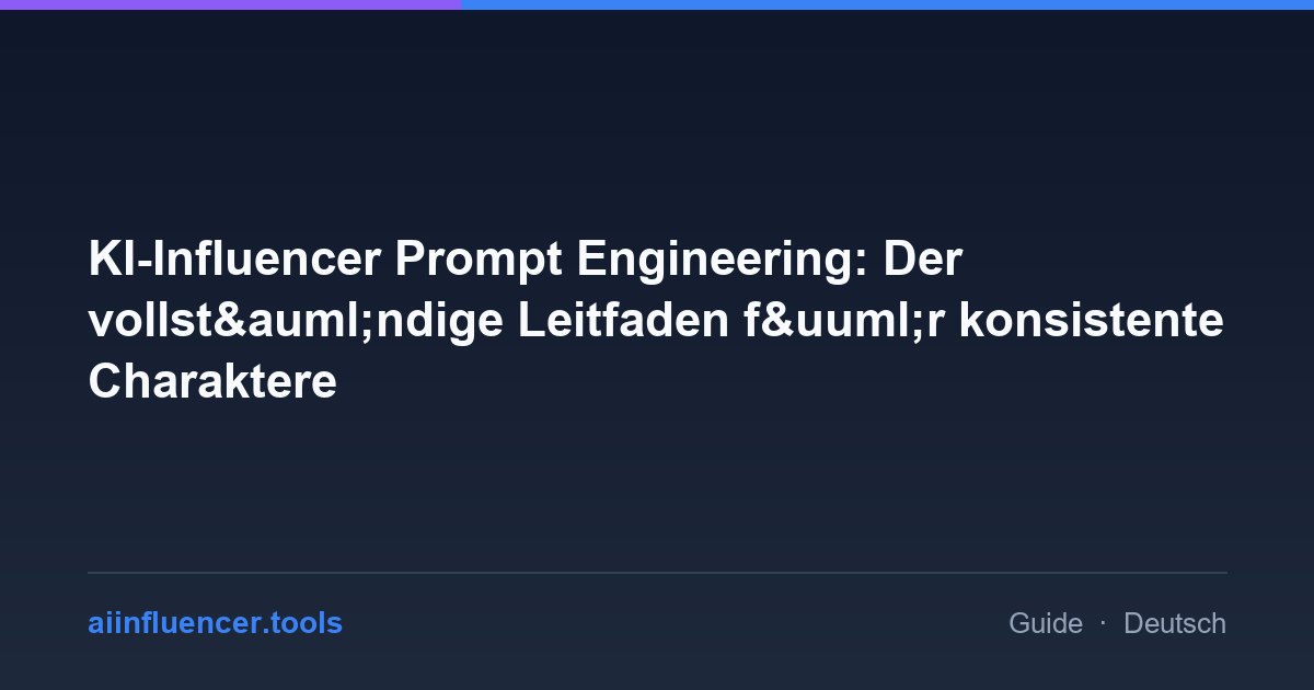 KI-Influencer Prompt Engineering: Der vollst&auml;ndige Leitfaden f&uuml;r konsistente Charaktere