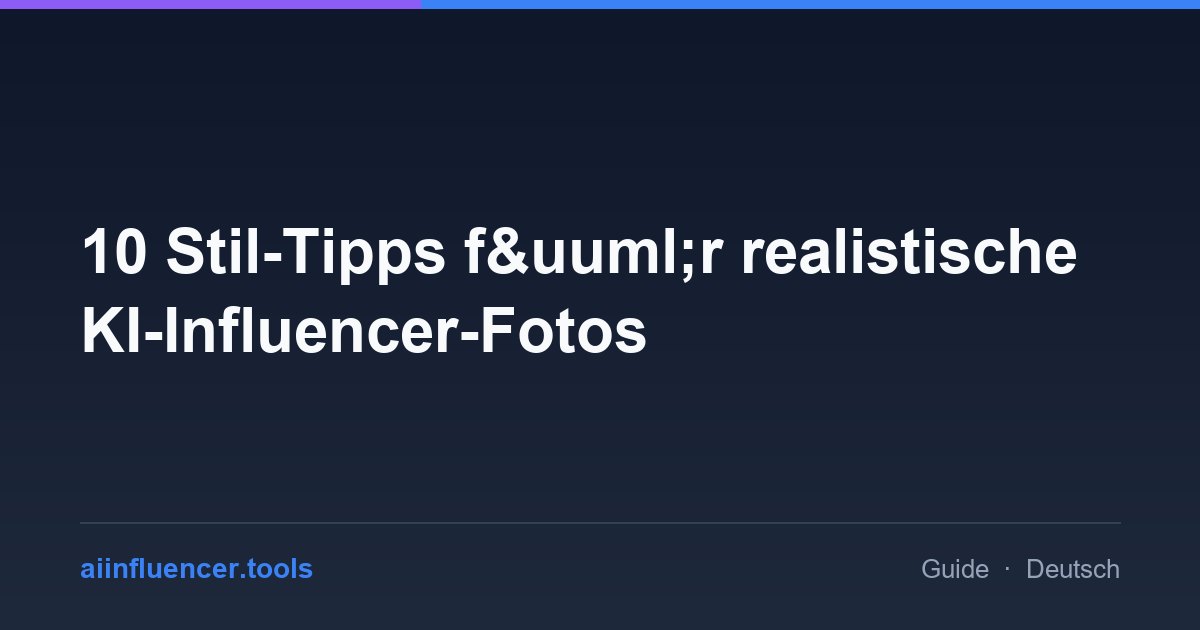 10 Stil-Tipps f&uuml;r realistische KI-Influencer-Fotos